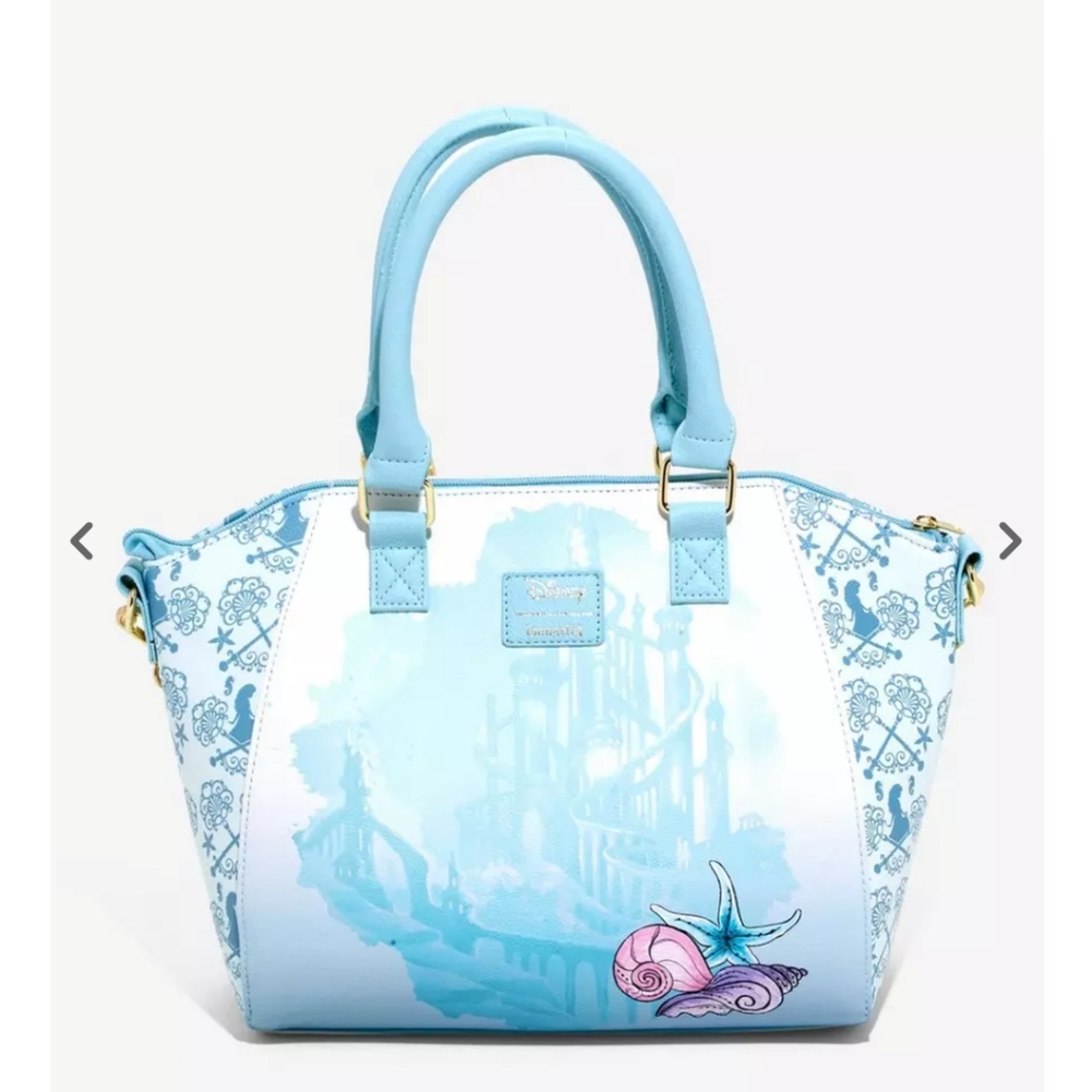 Loungefly Disney The Little Mermaid Blue Satchel Bag Bundle with Cardhol… - Picture 2 of 3